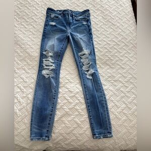 American Eagle Outfitters Women's Ripped Skinny Jeans - Blue